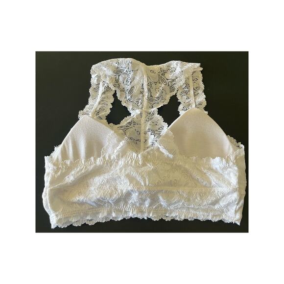 Zenana Outfitters White Lace Bralette Small Padded removable cups racerback - Picture 2 of 5